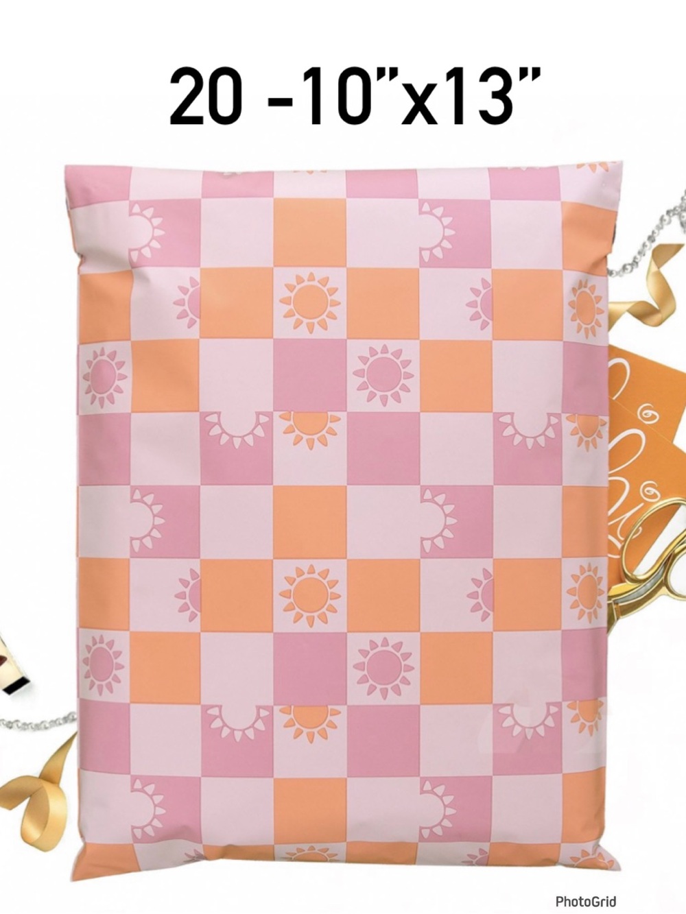 4/$20 -20 Sunshine Check Poly Mailers 10”x13”